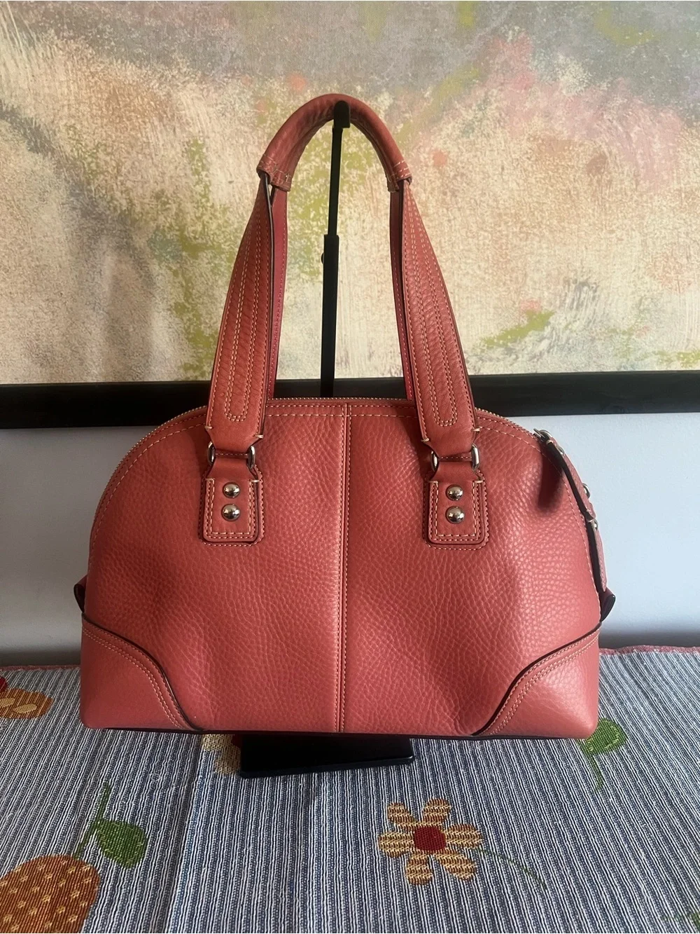 Coach Pink Hampton Satchel Bag with Turnlock